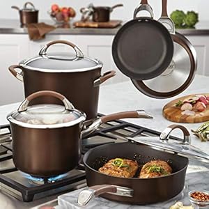 Circulon Symmetry Dishwasher Safe Hard Anodized Nonstick Cookware Pots and Pans Set 11 Piece Chocolate