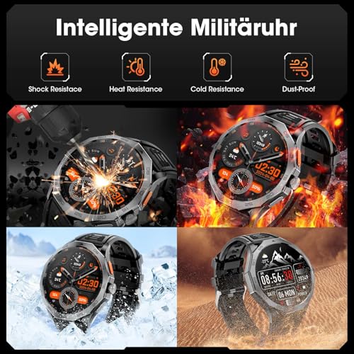 Smartwatch Herren 1,85" HD Ultra Screen Touchscreen 710mAh Akku Smart Watch Herren für Android iOS (Bluetooth Anrufannahme/Anrufe) Fitness-Tracker mit 100+ Sportarten – Bild 4