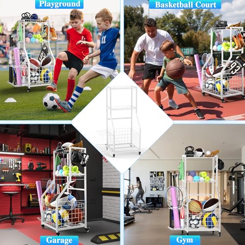 image for DUDUXI Sports Equipment Garage Organizer,Garage Ball Storage Rack with