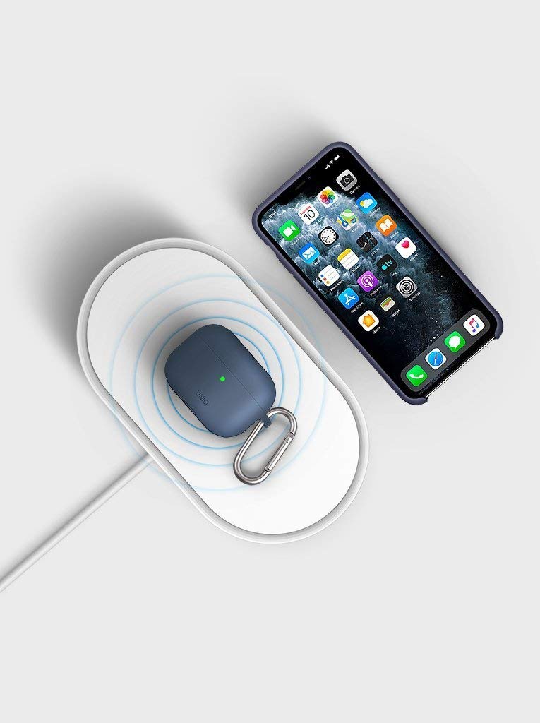 Smartphone and wireless earbuds charging on the LYFRO Air Capsule