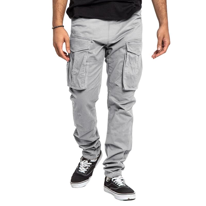 Men's Casual Cargo Pants Joggers Hiking Quickly Dry Drawstring Tactical Pants with Multi Pockets