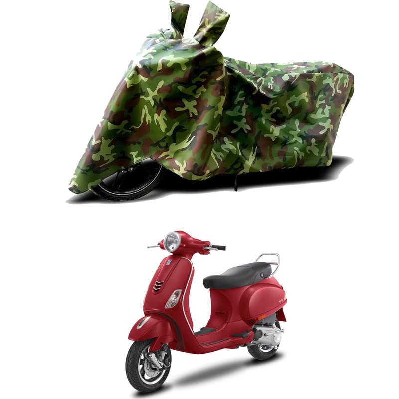 Image of 100% Water Resistant Full Bike Scooty Two Wheeler Body Cover Compatible for Vespa SXL 125 /UV-Rays /Heat Protection /Birds Dropping /Scratchproof /Dust Proof /Waterproof /All Varients[Green MJ]