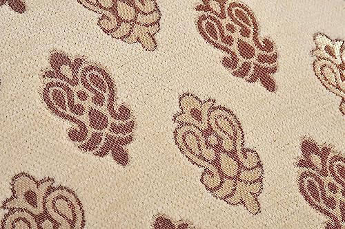 Image of Cushion Cover 16 x 16 Inches Soft Jacquard Velvet Fabric Cusion Covers for Sofa Set /Diwan Beds, Ambi,Color- Cream, Set of 5 Pcs