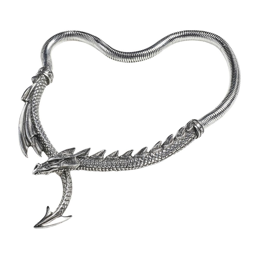 Alchemy Gothic Dragons Lure Necklace Donna Collana colore argento