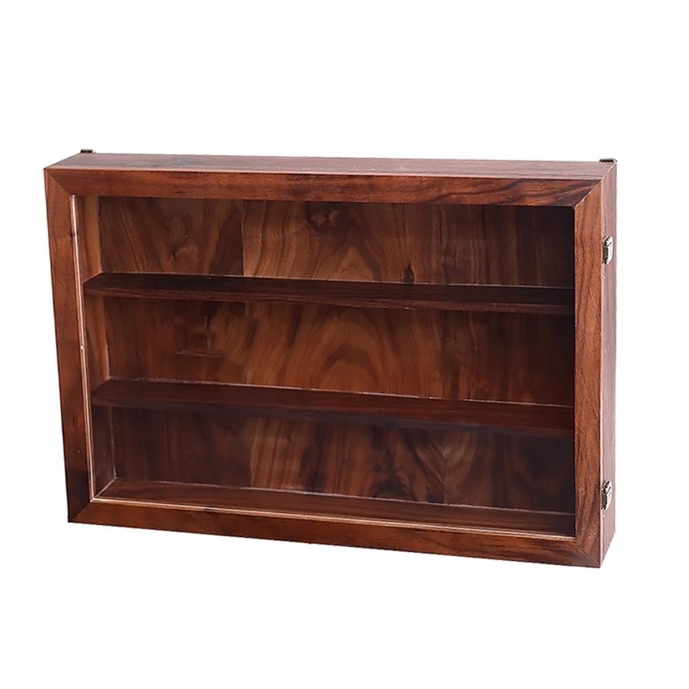 Vitrina Transparente para Figuras de acción, Galletas y Pasteles, con Puerta acrílica. Estantería de Madera para Figuras coleccionables, Ideal para Montaje en Pared. Caja de Almacenamiento Color marr