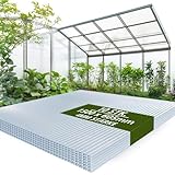 Warmfay 10PCS Polycarbonate Greenhouse Sheets 1500X605mm, 4mm Clear Greenhouse Panels Polycarbonate UV Resistant, Easy to Cut & Install, Twin Wall Plastic Roofing Sheet Heat and Sound Insulation