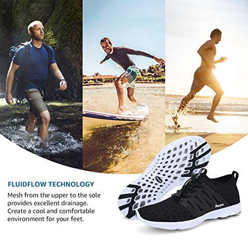 Racqua Mens Womens Beach Swimming Pool Water Shoes Lightweight Quick Drying Aqua Shoes Athletic Sport Walking Shoes Black 9 Women/8 Men #TOP6
