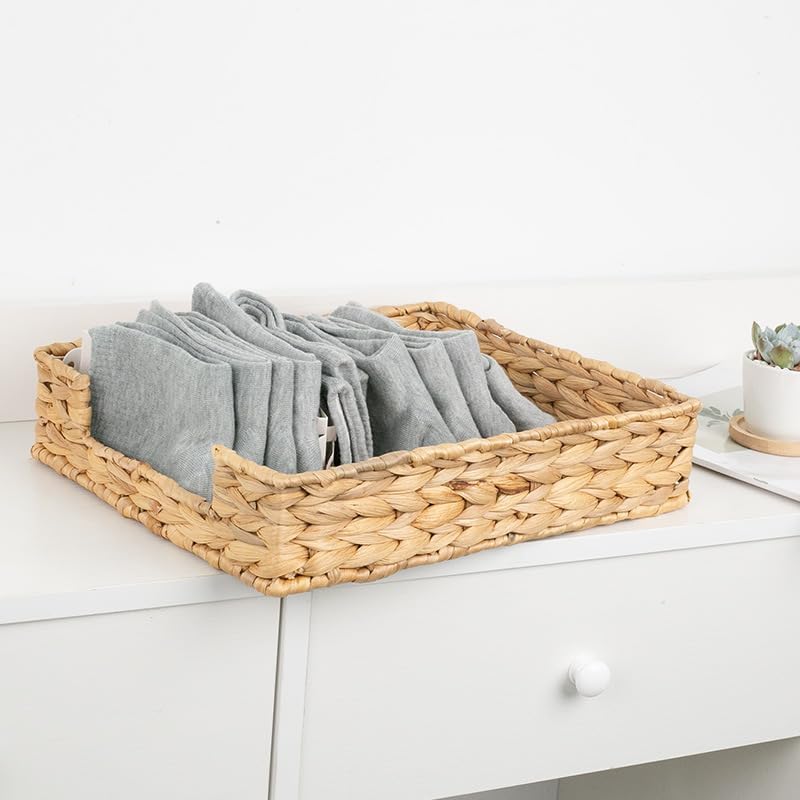 Miniatura 9 de Bandeja de letras de jacinto de agua, bandeja de escritorio tejida, organizador de mimbre para papeles, documentos, revistas, archivos