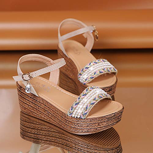 FRAUIT Sandali Donna Estivi con Zeppa Corda