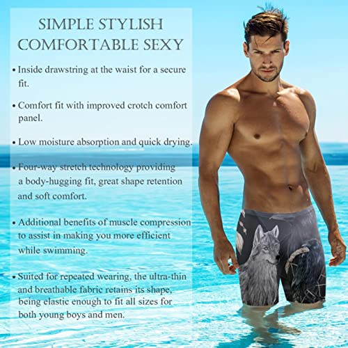 Pantalones cortos de natación para hombre con diseño multicolor de lobos 3