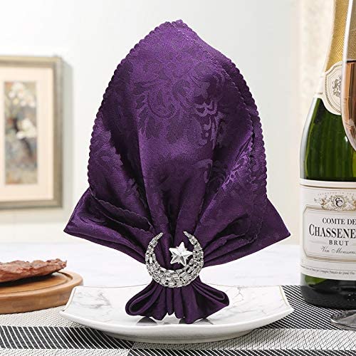 Allinlove Napkin Rings Set Of 6, Silver Moon Star Napkin Holder Rings Serviette Napkin Buckle For Easter Christmas Holiday Party Dinner Wedding Birthday Banquet Dining Table Centerpieces Decor #TOP3