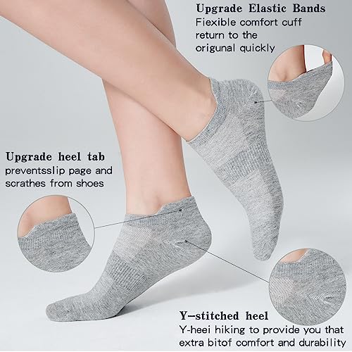 Image of Womens Ankle Socks Athletic Low Cut No Show Cotton Socks With Tab 6 /12Pairs | White Thin Summer Short Low Rise Liner Sport Running Workout Sneaker Lightweight Yogs Pilates Golf Footies Socks Non Slip