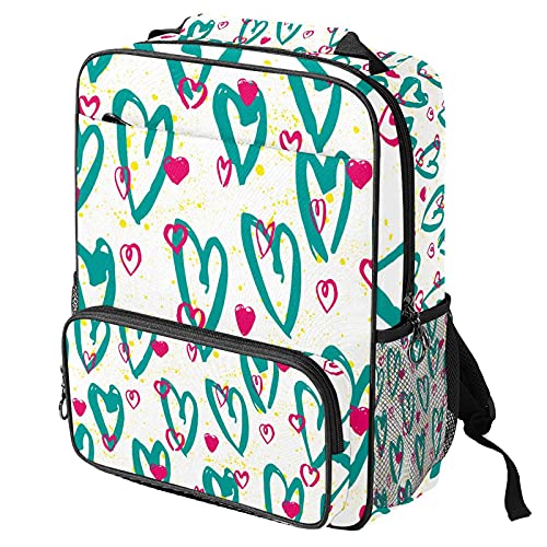 Sac à dos ordinateur portable avec motif cœur imprimé pour femme et homme