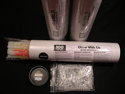 Glow With Us Glow Sticks Bulk Wholesale, 200 6” Industrial Grade Light Sticks+200 Free Glow Bracelets! Assorted Bright Colors, Glow 12-14 Hrs, Safety Glow Stick With 3-Year Shelf Life, Brand #TOP2
