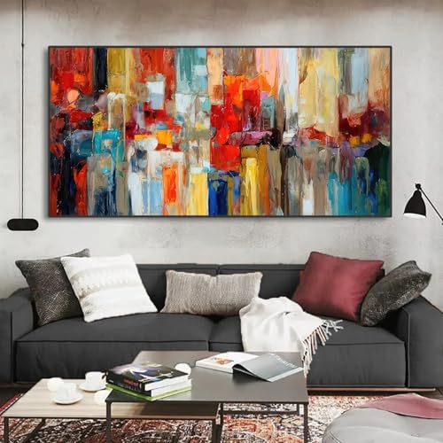 Toile texturée colorée haut de gamme avec cadre élégant pour grand espace mural