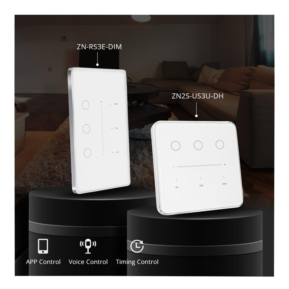 Tuya Zigbee 3-drożny ściemniacz światła przełącznik Tuya/Smart Life aplikacja pilot US EU standardowy przełącznik kontrola procentowa (A)