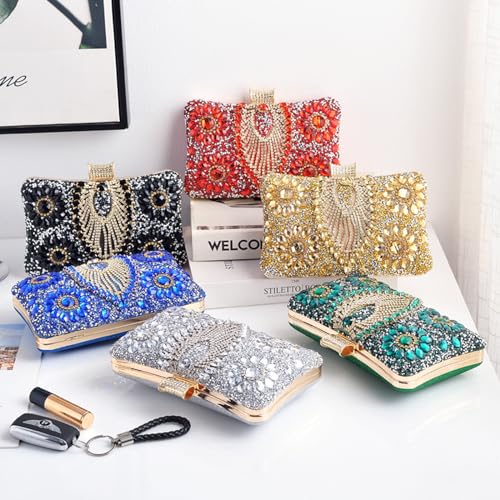 Sac de soirée en strass diamant pochette de mariée rétro chic - 6