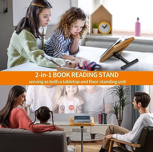 NAMON 2-in-1 Dual-use Floor & Desktop Book Stand, 100% Solid Wood, Height Adjustable from 16.5" to 51", Floor Reading Stand with Page Clip for Cookbooks, Sheet Music, Projector (with a T-Shaped) by NAMON - Image 2