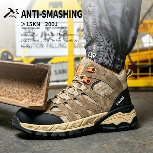 Image of Steel Toe Shoes for Men, Work Shoes for Men,Indestructible Steel Toe Boots,Industry Construction Safety Work Boots for Men,Puncture Proof Construction Safety Shoes