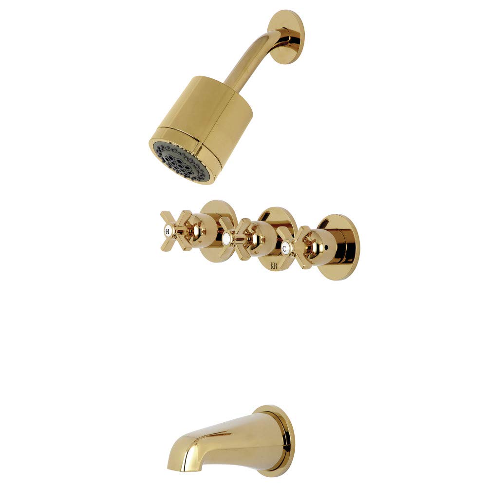 Robinet de douche Kingston KBX8132ZX à 3 poignées en laiton poli