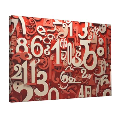 Toile murale moderne avec chiffres OUSIKA tableau décoration salon 45x30 cm