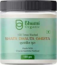Bhumi Organic Shata Dhauta Ghrita - Natural Desi Ghee Anti Aging Night Cream for Women & Men (100 Times Washed Ghee) | Even Skin Glow, Nourishing & Moisturising Ayurveda Cream - 100 Gms