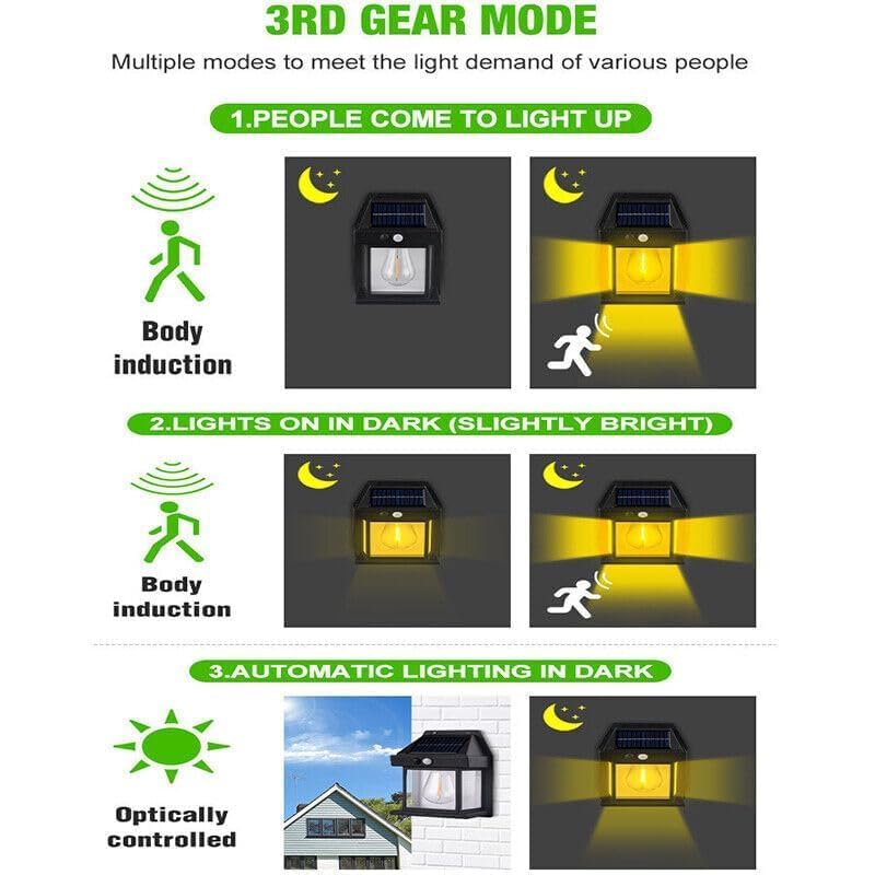 Image of Arto Solar Led Bulb Wall Light Lantern,Wireless Dusk to Dawn Porch Lights Fixture,Motion Sensor (3 Modes),Waterproof Exterior Lighting with Clear Panel for Outdoor,Garden,Patio,Yard,Auto Chargeable