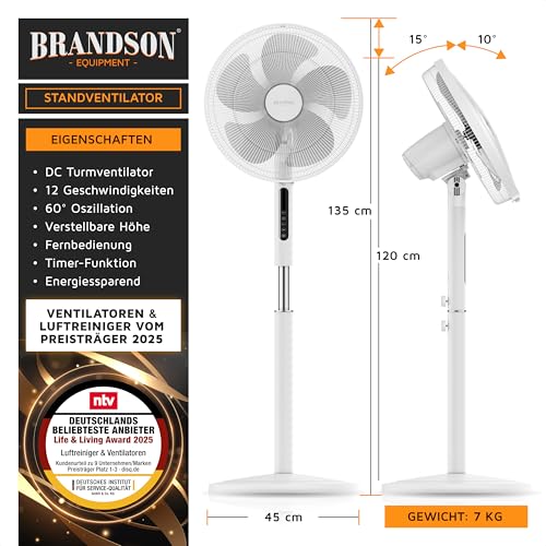  Brandson DC Standventilator energiesparend ECO sehr leise mit Fernbedienung
| Brandson DC Standventilator energiesparen