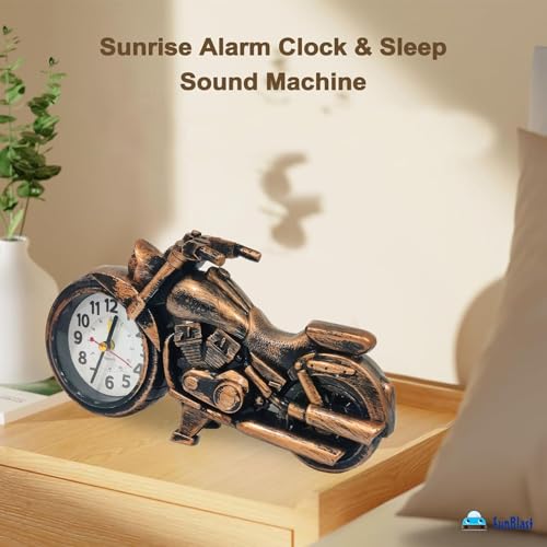 Image of FunBlast Alarm Plastic Clock for Heavy Sleepers Bike Shaped Retro, Stylish Analog Table /Desk Alarm Clock for Students, Table Clock for Bedroom, Living Room, Office, Return Gifts (Brown), 20 *14 Cm