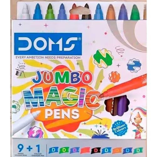 Doms Jumbo Magic Sketch Pens| 9 Magic Colour Pens+1 Colour Changer Pen ...