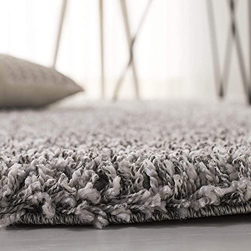 Image of Solid Fluffy Rugs and Carpet for Hall and Drawing Room 5x5 Square Silver Color