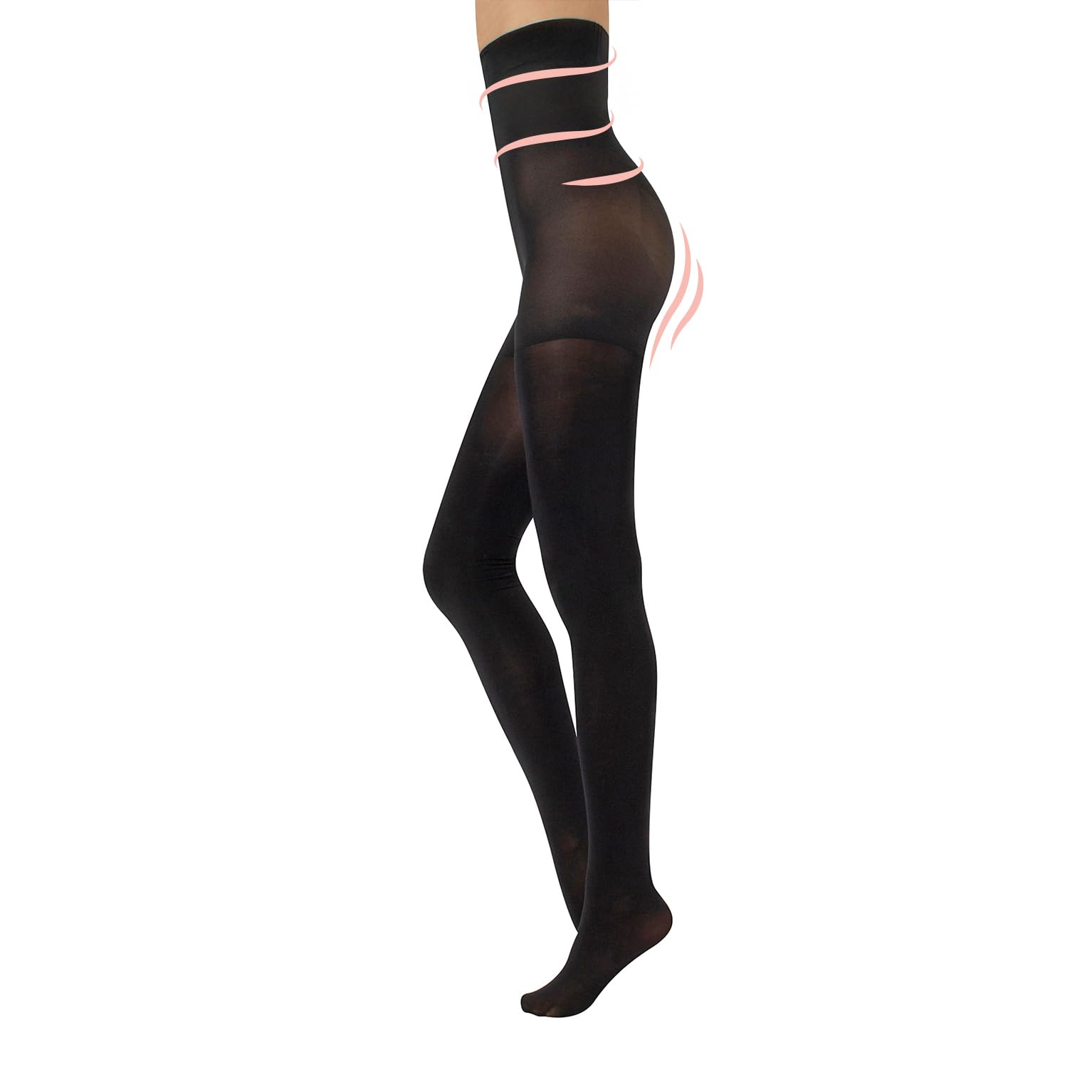 CALZITALY High Waist Tights | Opaque Shaping Tights | Winter Pantyhose | 80 Den | Black, Blue| S, M, L, XL | Italian Hosiery | (XL, Black)