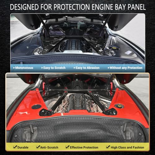 Image of Red Rear Engine Compartment Surround Overlay,Carbon Fiber Pattern Engine Bay Panel Cover Trim Side Panel Engine Bay Dress Up Kit for Corvette C8 Stingray Z51 2020+,for C8 Z06 /E-Ray 2023+