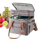 Deslizamiento y bolsa más caliente: construcción de telas aisladas de 18 L, diseño de fugas resistente, organizador de alimentos multicompartimentos, bolsa de almacenamiento térmico reutilizable para