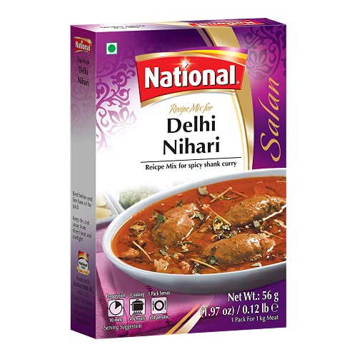 National Foods Delhi Nihari Recipe Mix 1.97 oz (56g) | Traditional Curry Masala Powder | Essential South Asian Dish | Meat Stew | Box Pack