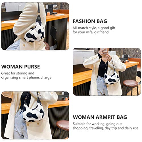 SOIMISS Moda Adorável Vaca Estampada Axila Bolsa de Pelúcia Fofo Moderno Bolsa de Ombro Crossbody Bo