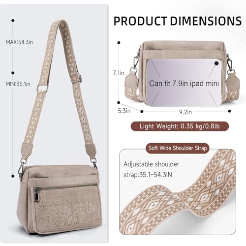 Image of Crossbody Bags for Women Trendy Vegan Leather Crossbody Phone Purse | Travel shoulder bag, embossed design, floral patterns, multi pockets, adjustable strap, lightweight purse for daily shopping