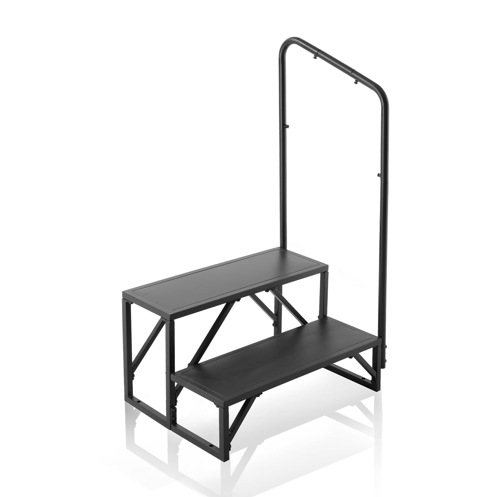 VEVOR Gradini per Camper, Scale per Camper a 2 Gradini, Capacità di Carico di 440 LBS, Acciaio al Carbonio Addensato, con Corrimano, Gradini Antiscivolo per Ingresso e Uscita Sicuri, Adatto per Camper