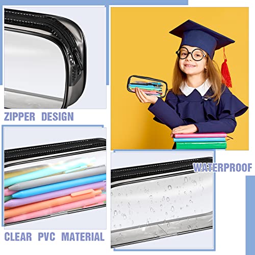 Image of Crtiin 60 Pcs Clear Pencil Pouch Bulk Makeup Cosmetic Bags for Women Large Capacity Box for Back to School Travel Toiletry Office Stationery(Black)