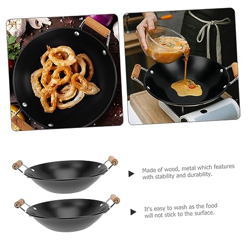 Wok metálico con mango de madera 25x8 cm 2 piezas miniatura 7