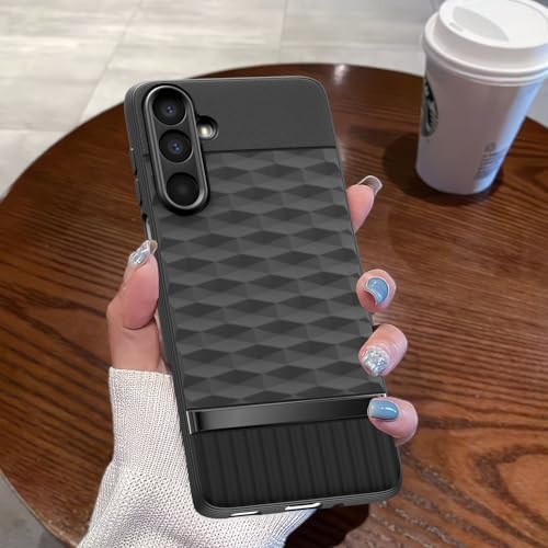 Image of Pikkme Back Cover for Samsung Galaxy M16 5G Soft Grip 3D Hexa Cube Texture Silicone Bumper Case (Black)