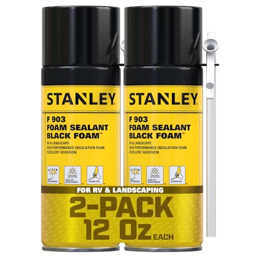 Stanley F903 Black Spray Foam Sealant (2x12oz) &ndash; Waterproof Expanding Polyurethane Foam for RV...