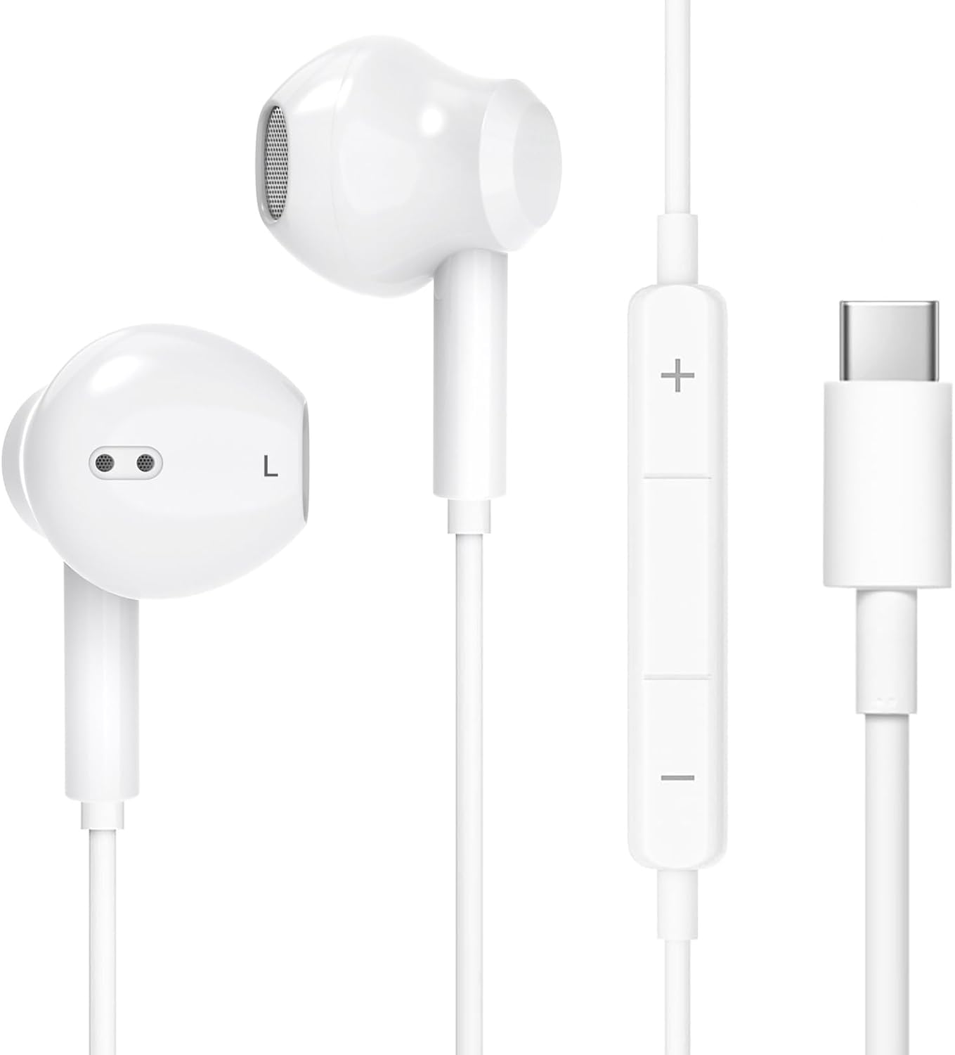 2026年新バージョン iPhone17/16/15対応 有線HiFi ノイズキャンセリング 重低音 通話可能 通話もクリア 音量調節可能 快適な装着感 人間工学に基づいた絡みにくいインイヤー型 防水 防汗 リモコン付き 通話もクリア i-Phone/Android/Galaxy/iPadなどに対応(白い 磁気設計)