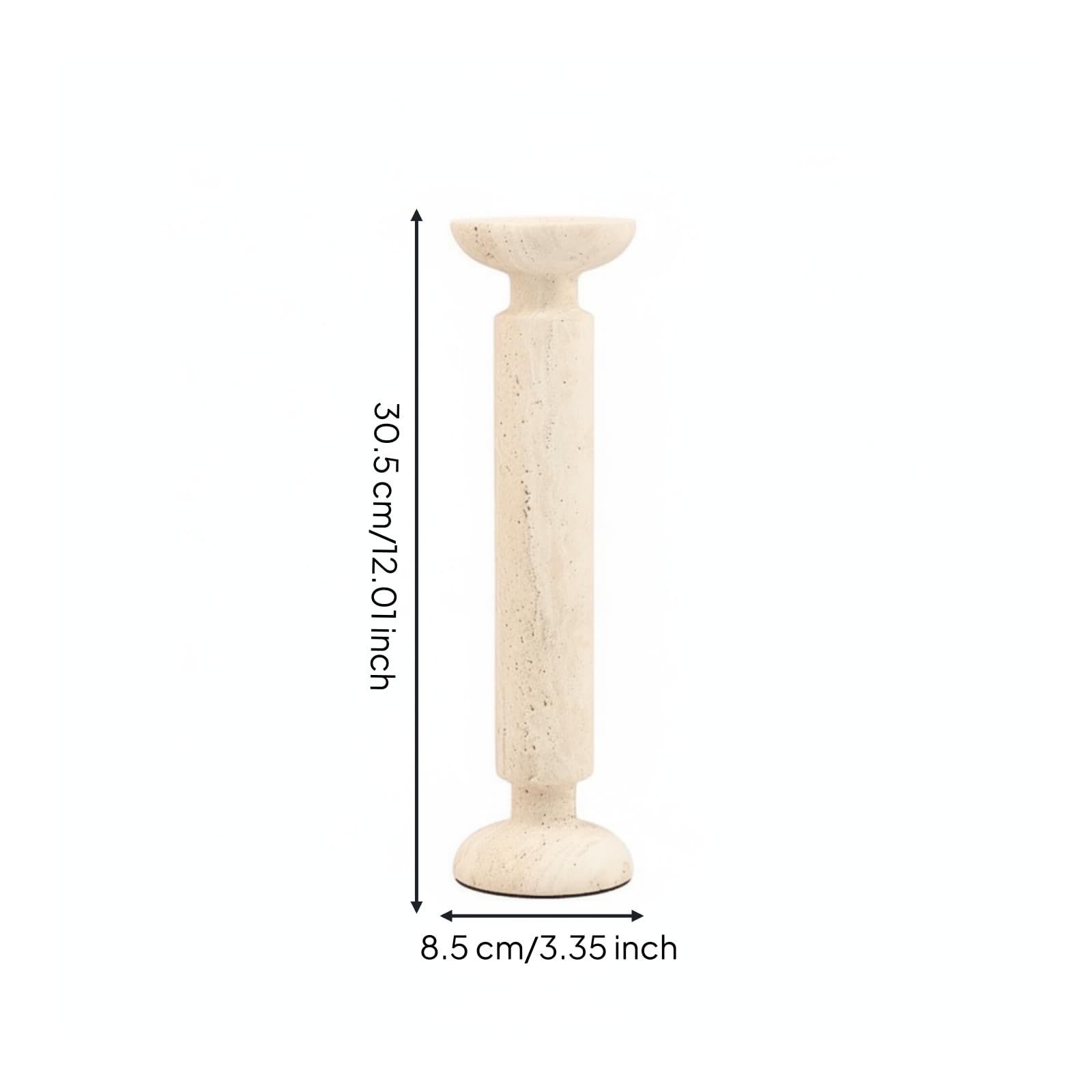 Portacandele in Travertino Moderno Candeliere Elegante Oggetto Decorativo per Soggiorno, 8.5 8.5 30.5cm