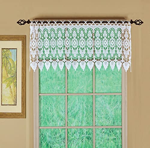 Today's Curtain Medallion Macramé Tailored Valance 16",White,48W x 16L, W 48" x L 16" (1 Panels)