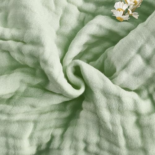 Image of SANACYNA Muslin Blankets for Adults 6-Layer Gauze 100% Cotton Green Bed Blanket Lightweight Soft and Breathable Blanket for Sofa Couch Bed Coverlet Keep Warm (Mint Green, Queen 90 inch X 90 inch)
