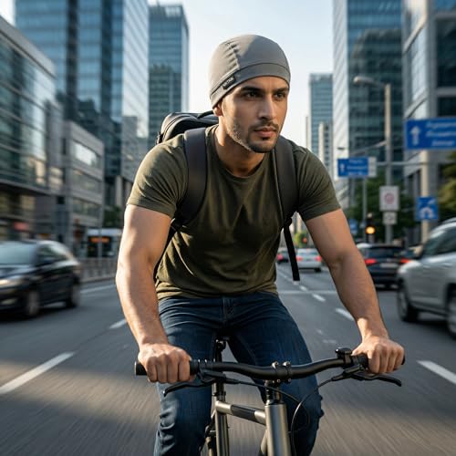 Image of Unisex Helmet Skull Cap for Bikers & Cyclists, Polyester Head Cap, Hair Inner Helmet Cap for Men, Sweat Cooling Beanie Cap, Skull Mask for Summer, Bike Accessories
