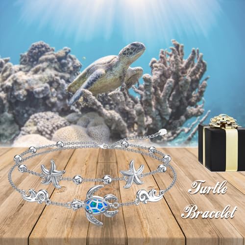 Image of VONALA Witches Knot /Compass /Dragonfly /Clover Bracelet Sterling Silver Adjustable Charm Bracelet Summer Beach Foot Chain Jewelry for Women Gifts