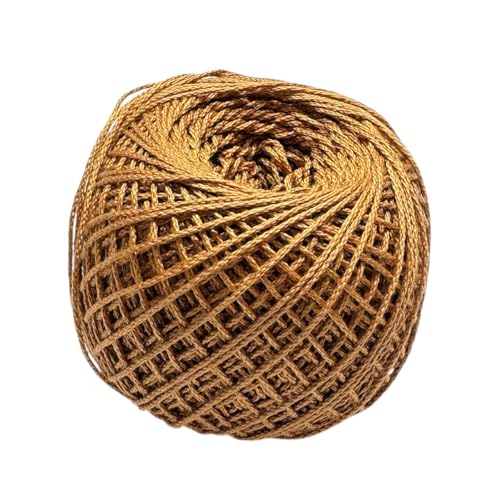 Ushaworks Mercerised Knitting Cotton Thread 6 Ply 1MM | 50gm Ball | 150 Meter Yarn for Crochet Thread, Knitting, Embroidery, DIY Crafts & Weaving 1 Roll (Mustard Brown)