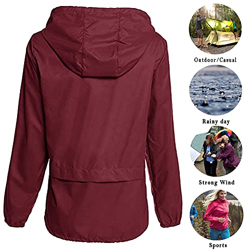 Zeagoo Regenjas voor dames, waterdicht, windjack, regenjas, lichte outdoorjas met verstelbare capuchon - Image 4